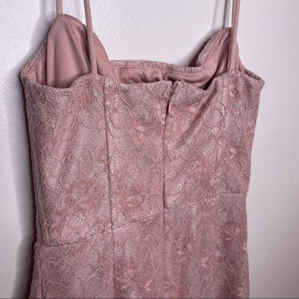 SHOWPO. Floral Lace Overlay Bodycon Barbiecore Mini Dress - Picture 12 of 15